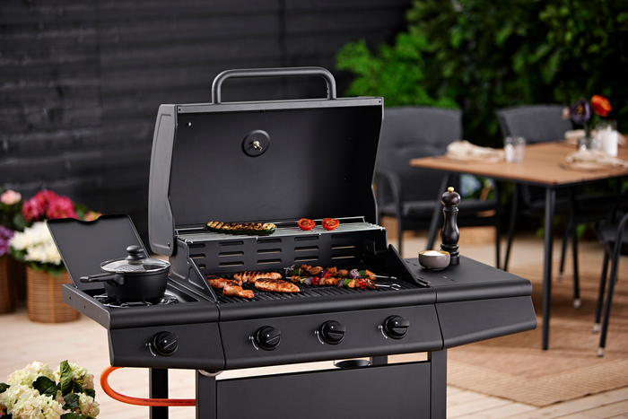 Gasgrill 3 brændere og sidebrænder sort - Grillexpert
